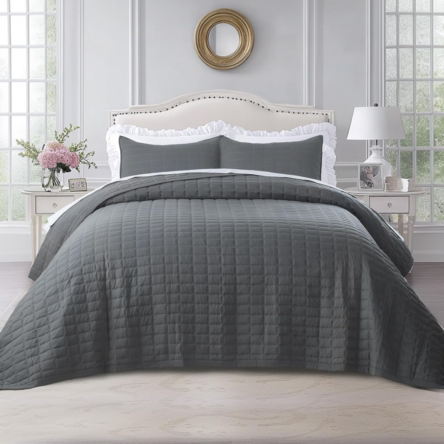 KASENTEX Queen Quilt Set Soft Washed Lightweight Bedspread