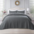 Oversized Queen Quilt Set 102in x 106in - Soft Washed Minimalist Quilt