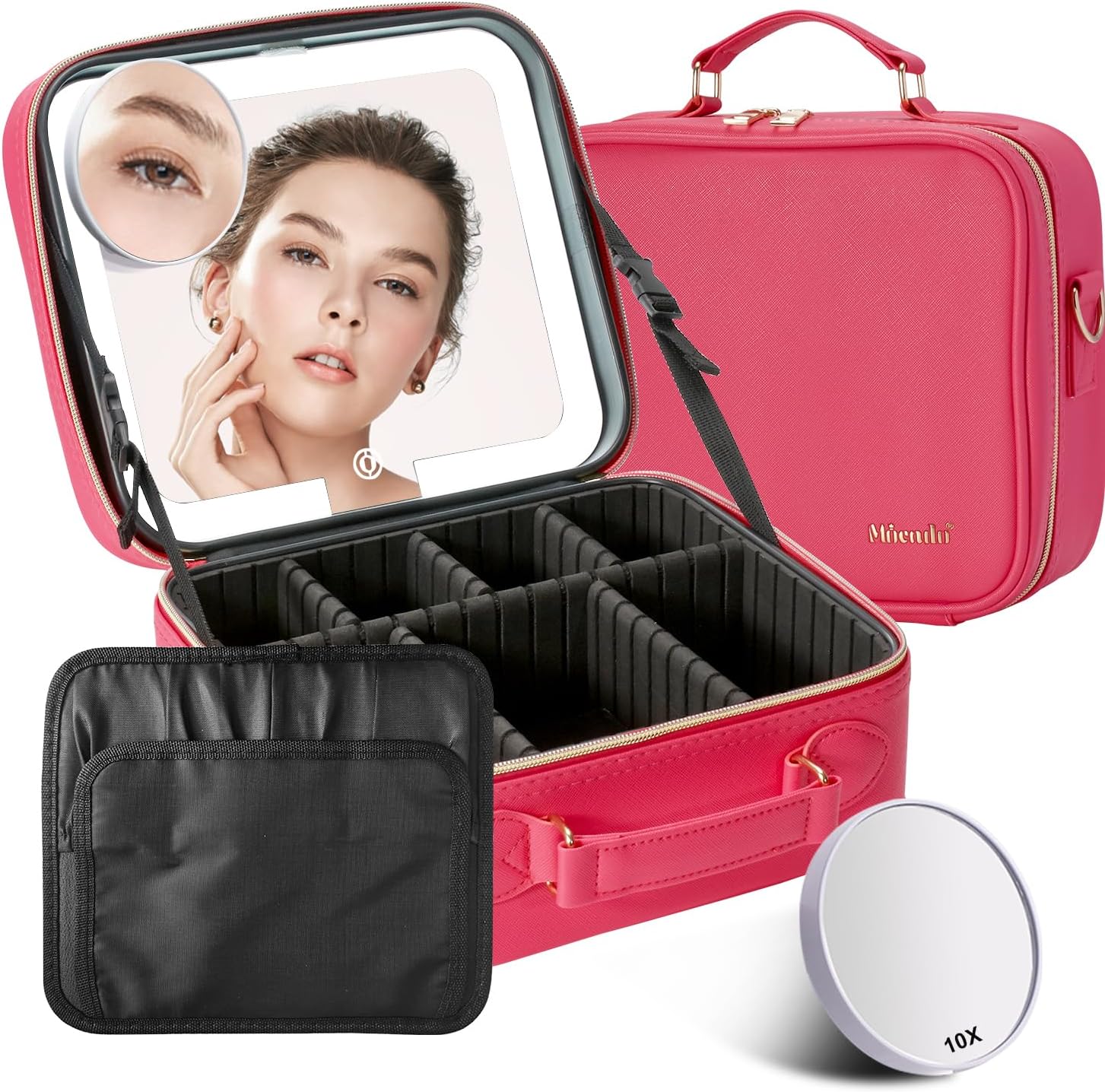Mocado Travel Makeup Bag with LED Lighted Mirror for Easy Use