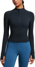 Butterluxe Womens Cropped Slim Fit Workout Jacket - Thumbhole Comfort