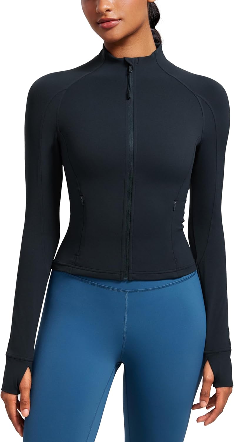 CRZ YOGA Butterluxe Womens Cropped Slim Fit Workout Jacket