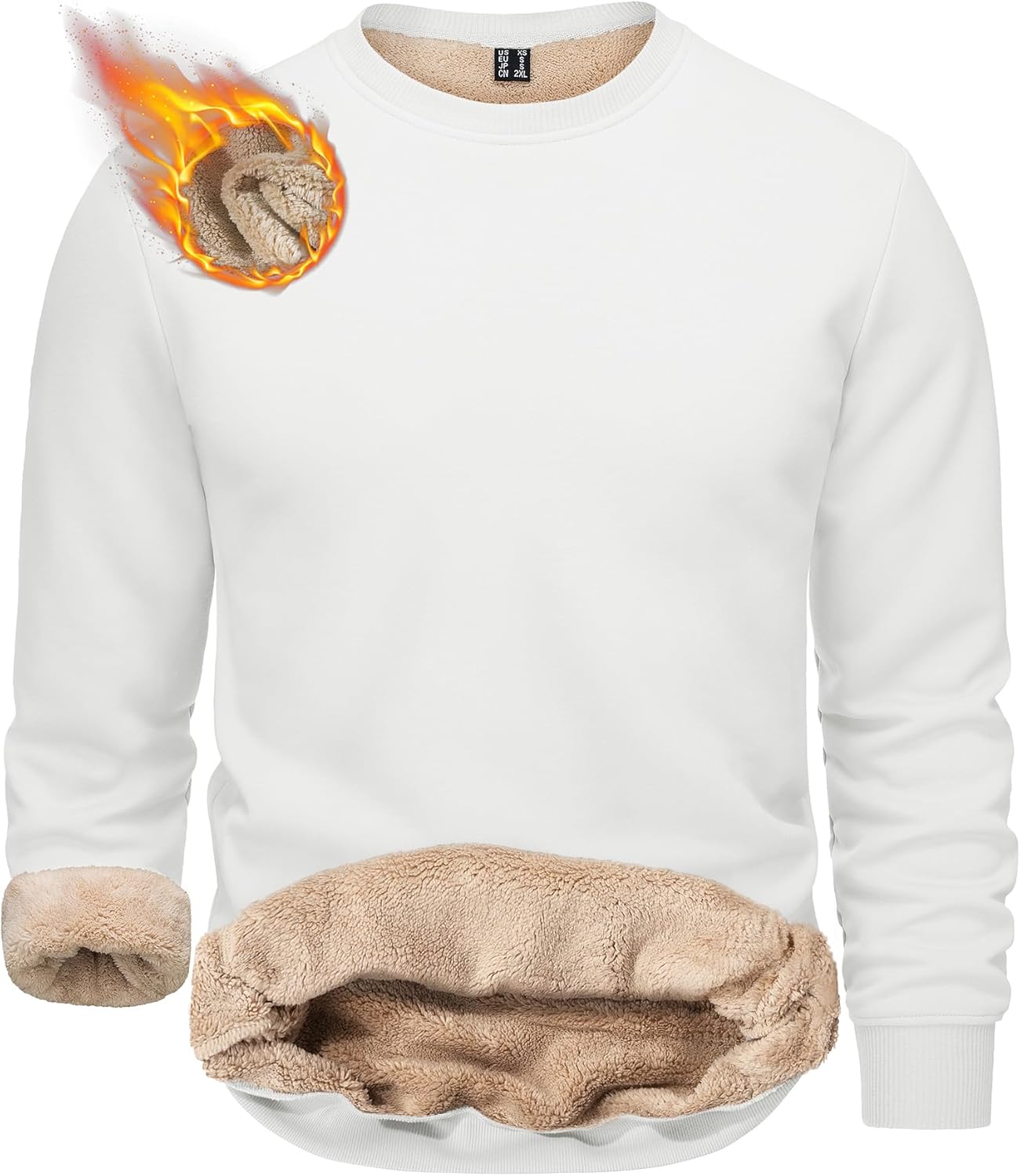 TACVASEN Men's Crewneck Sweatshirt Warm Sherpa Lined Fleece