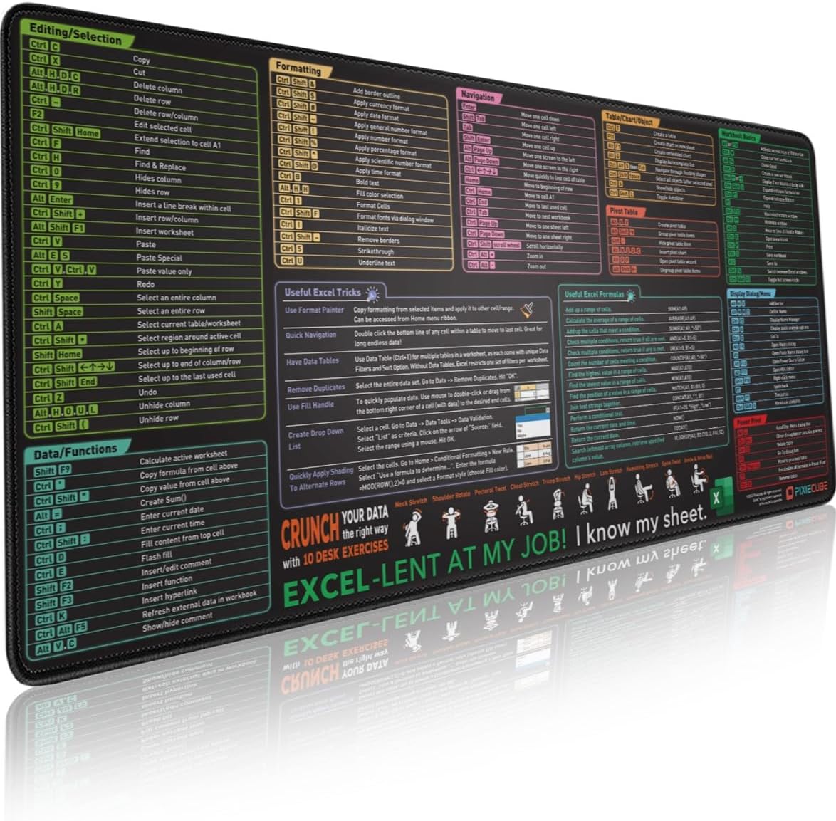 Excel Shortcut Keys XXL Mouse Pad - Boost Productivity!
