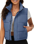 Women Cropped Puffer Vest - Sleeveless Winter Warmth