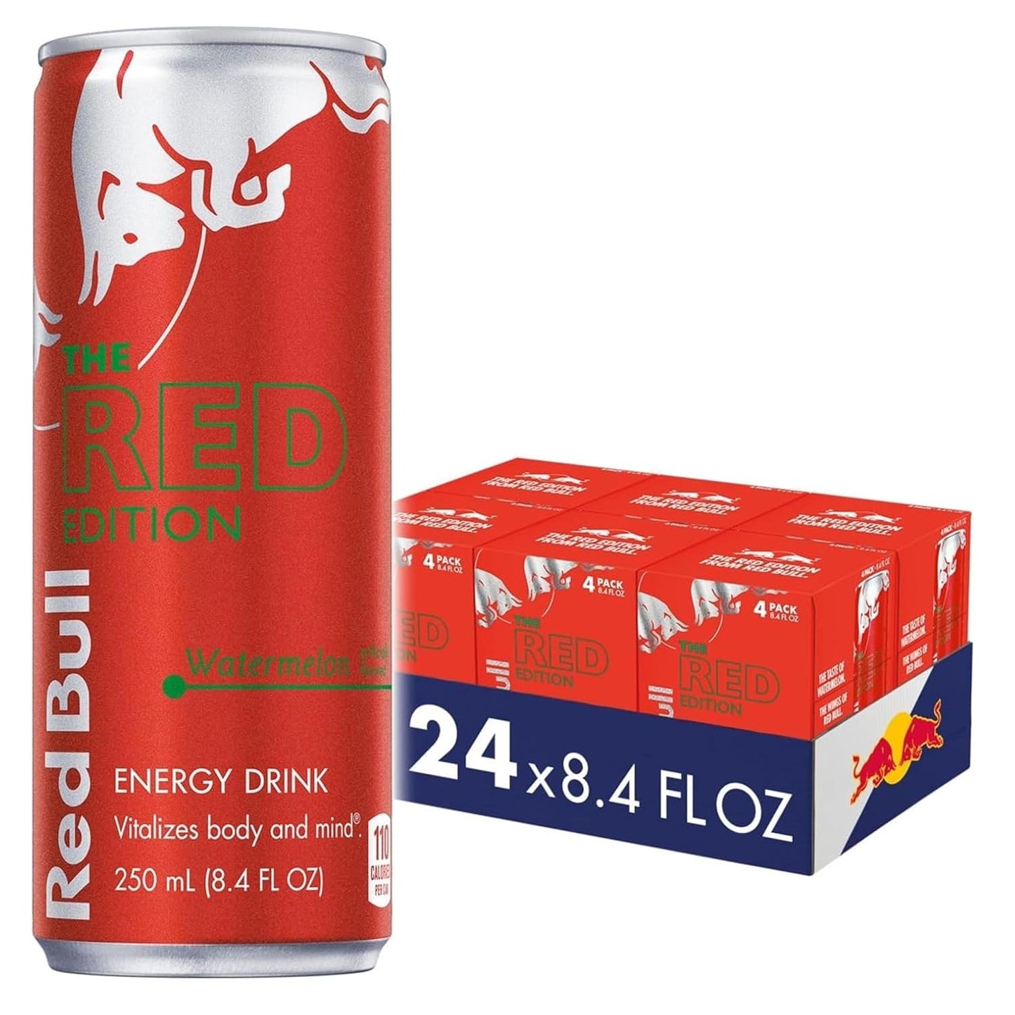 Red Bull Red Edition Energy Drink with Watermelon Flavor, 24 Cans