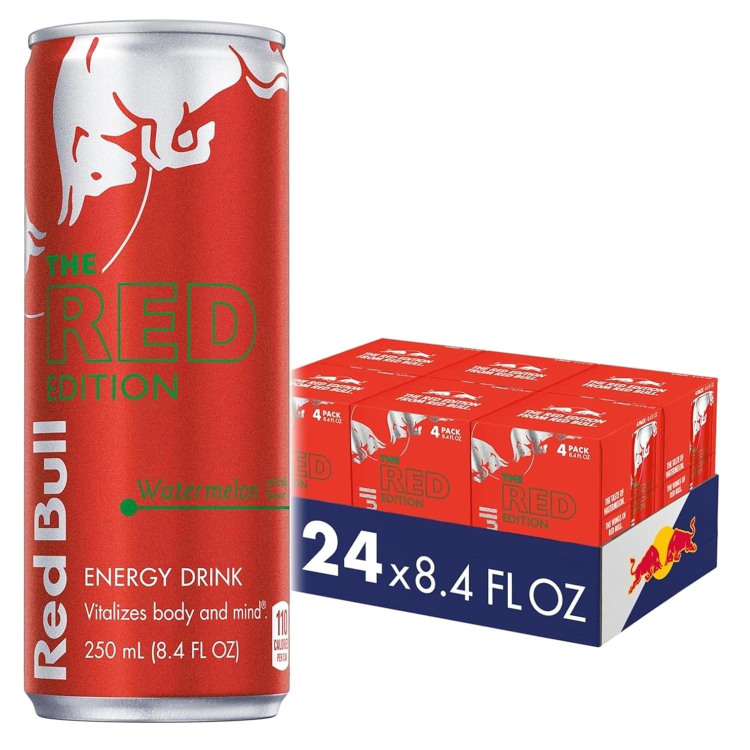 Red Bull Red Edition Energy Drink with Watermelon Flavor, 24 Cans