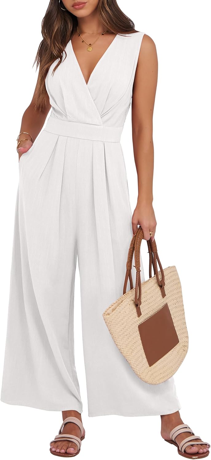 Elegant Women Jumpsuits Sleeveless V Neck Backless Romper 2025