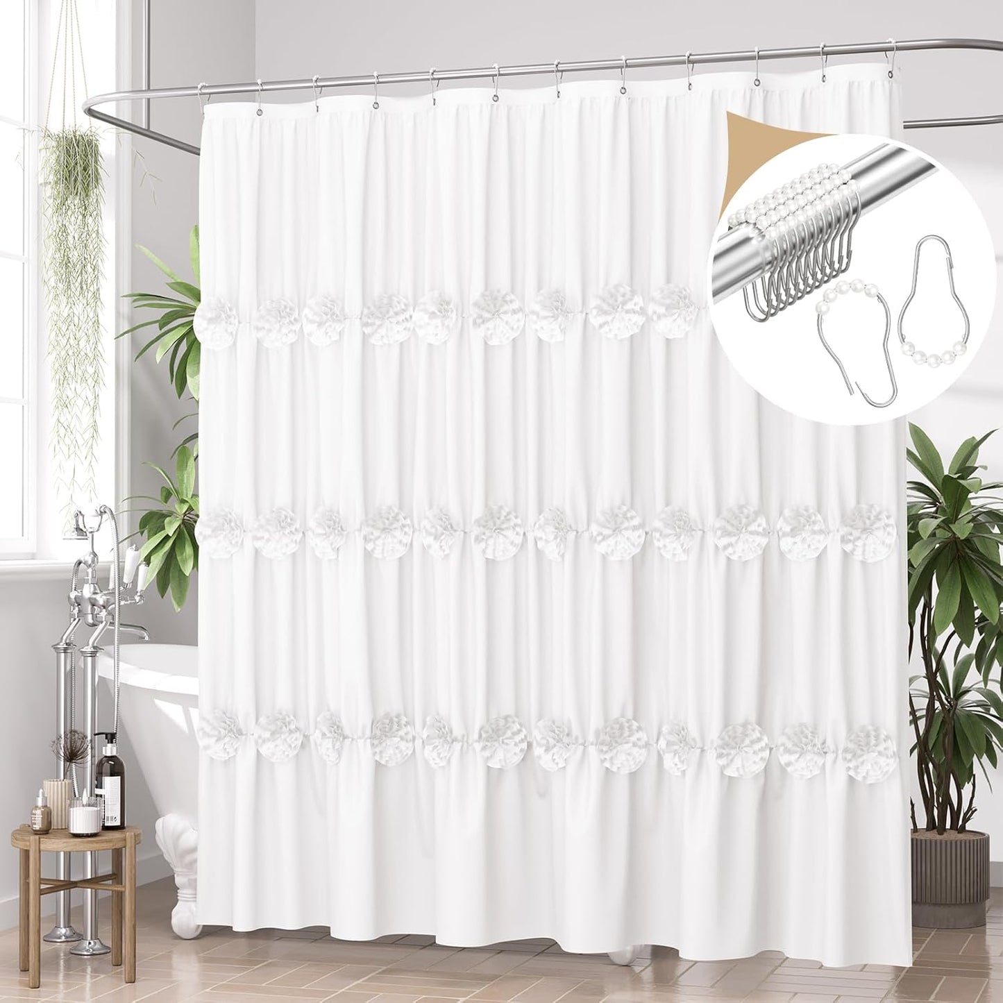 Vintage Boho Farmhouse Ruffle Shower Curtain - 72x72