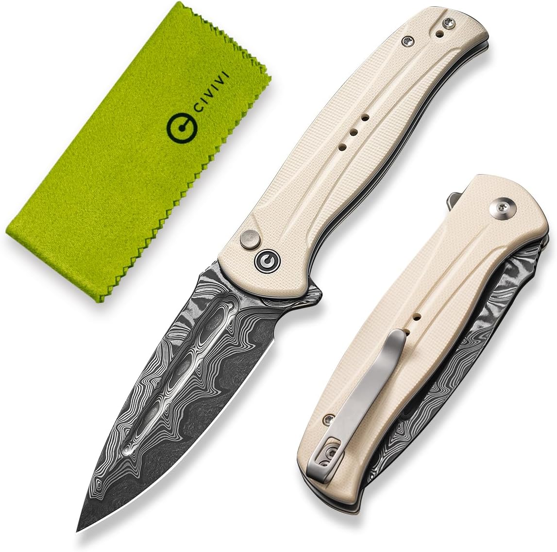 CIVIVI Incindie Pocket Knife with Damascus Blade for EDC