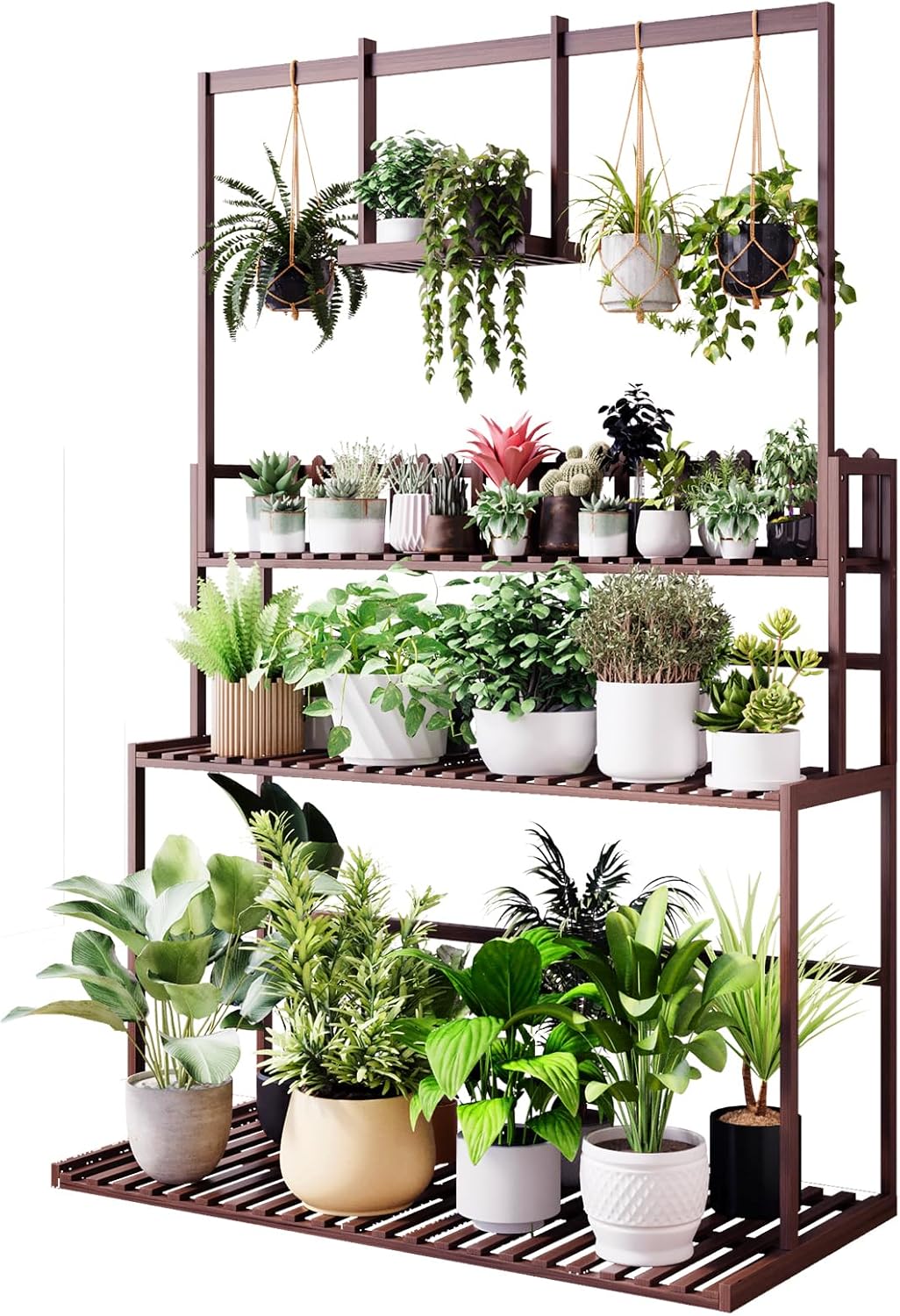 COPREE Bamboo 3-Tier Hanging Plant Stand for Indoor and Outdoor