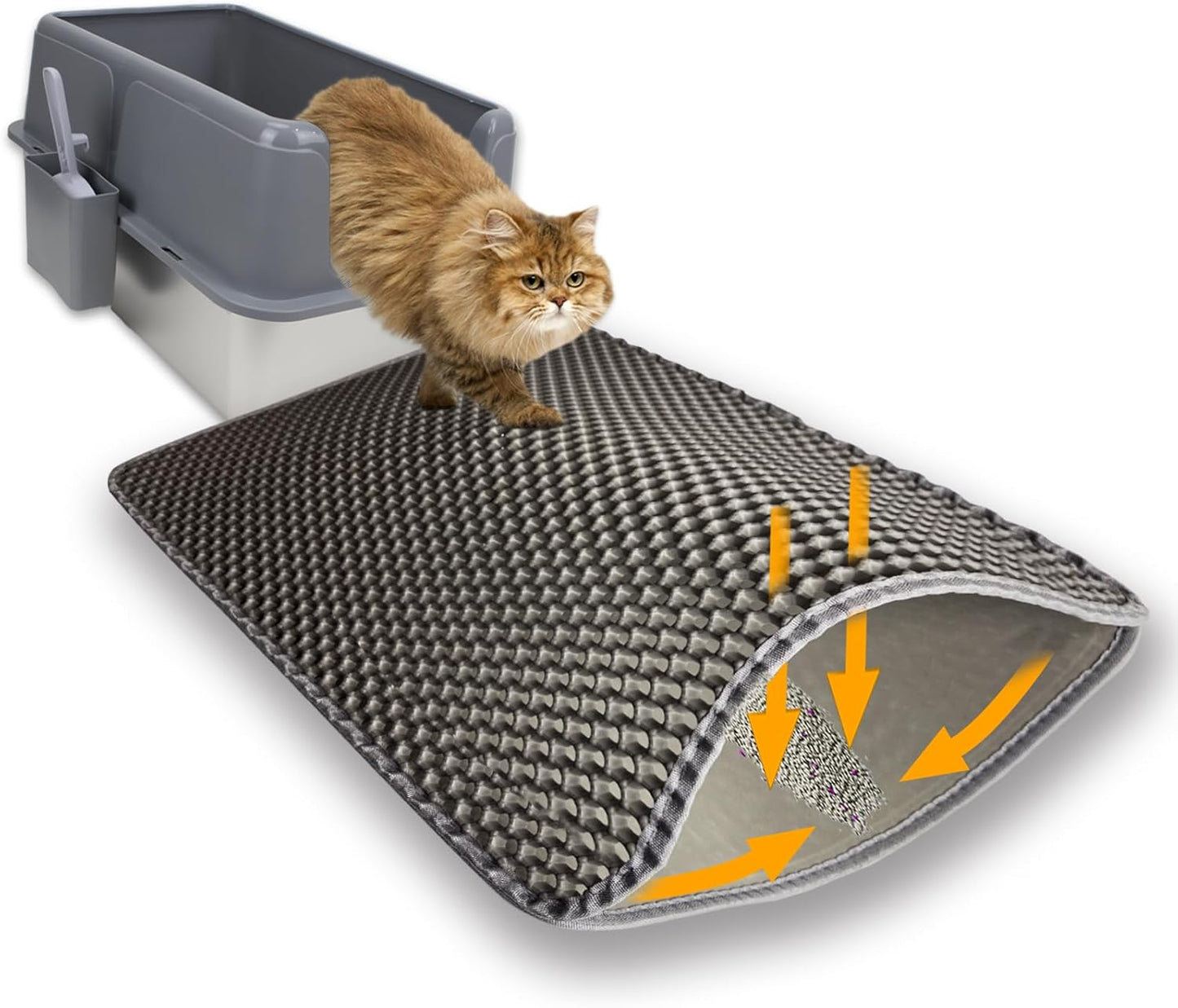 Cat Litter Box Mat Double Layer Trapping Mat for Easy-Clean
