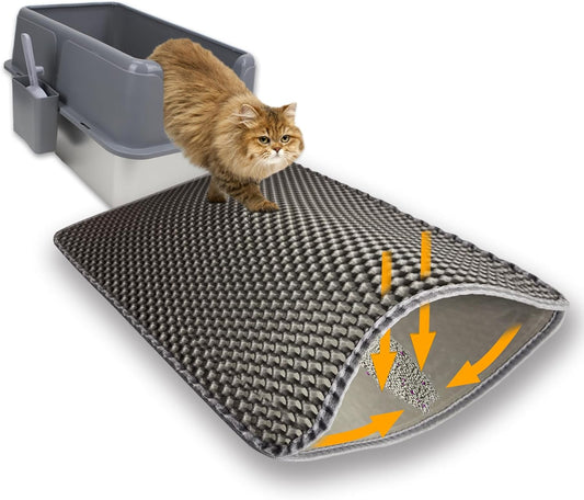 Cat Litter Box Mat Double Layer Trapping Mat for Easy-Clean