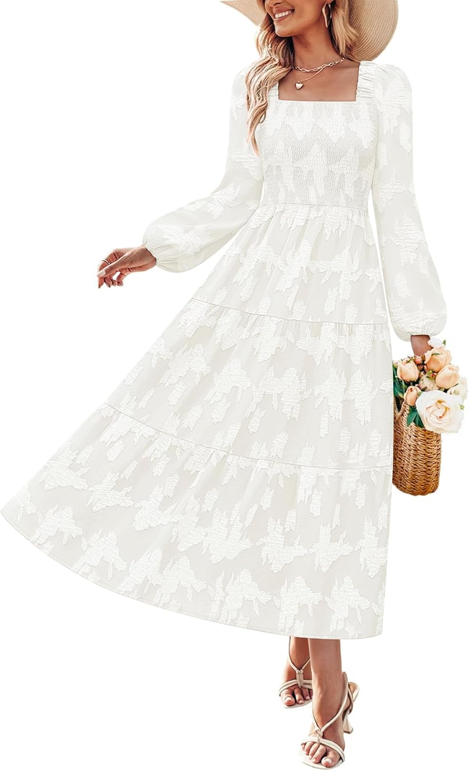ZESICA Women's Floral Midi Dress for Fall Weddings and Vacations