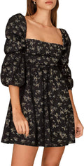 EXLURA Womens Square Neck Mini Dress - Flattering Casual A-Line Soft