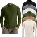 6 Pack Mens Mock Turtleneck Long Sleeve Shirts - Lightweight Thermal