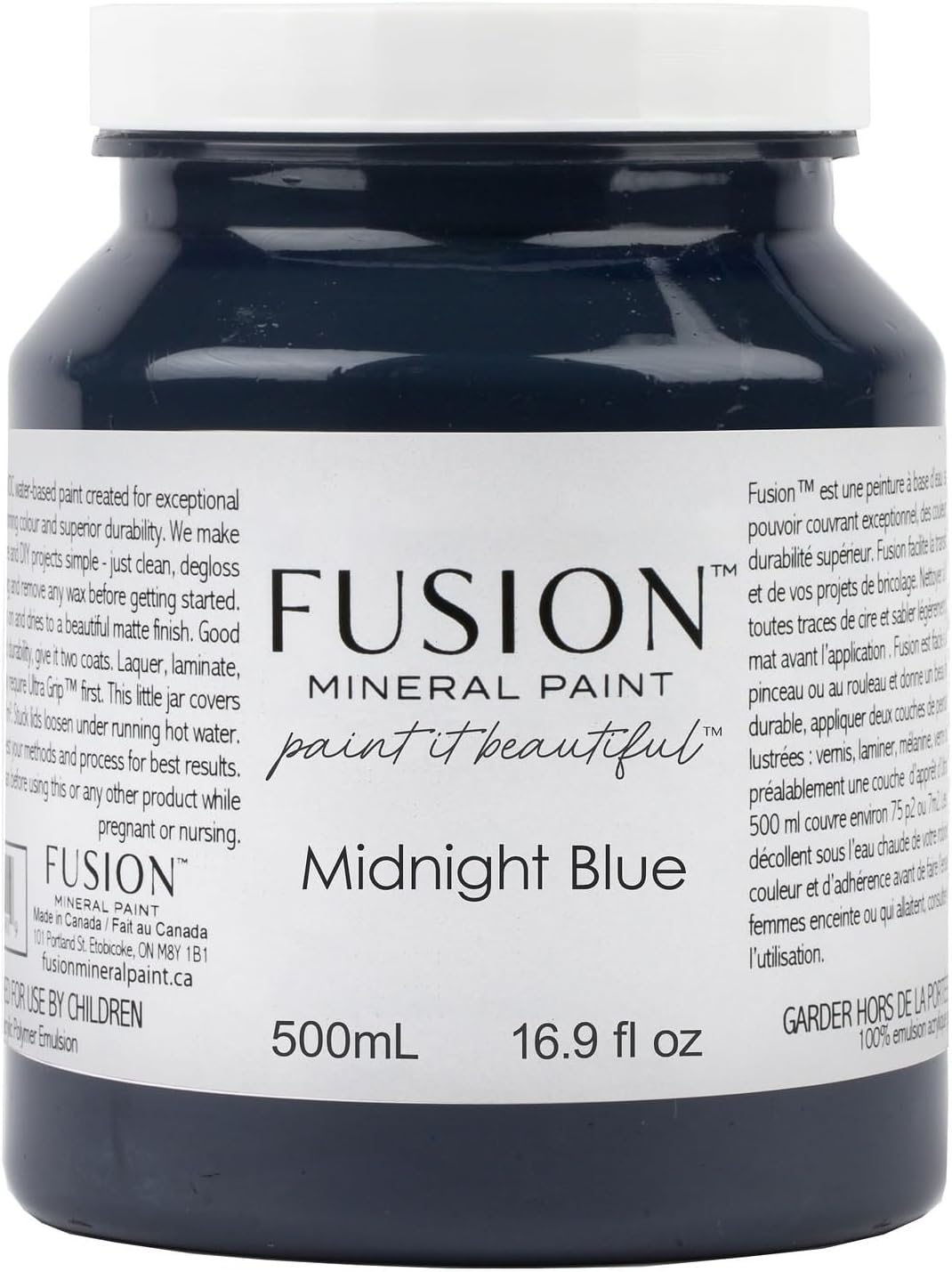 Fusion Mineral Paint Midnight Blue 500ml - Easy All In One Finish