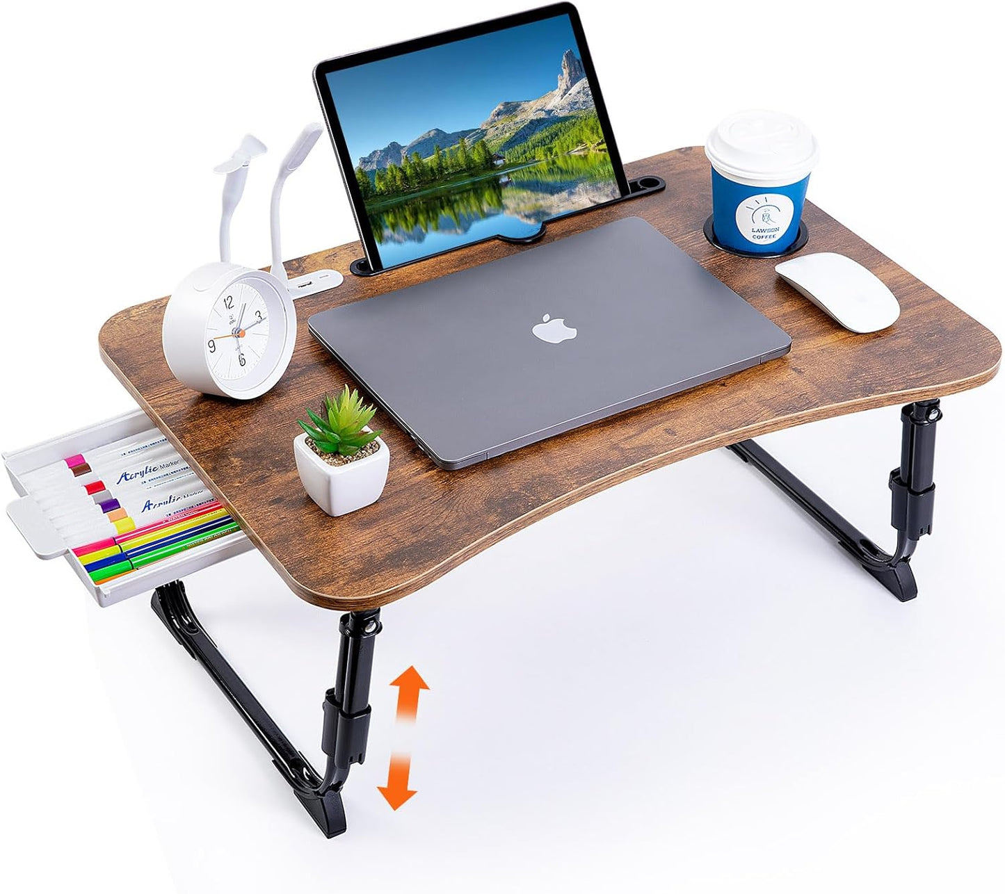 Adjustable Laptop Desk with USB & Storage - BYMECOST