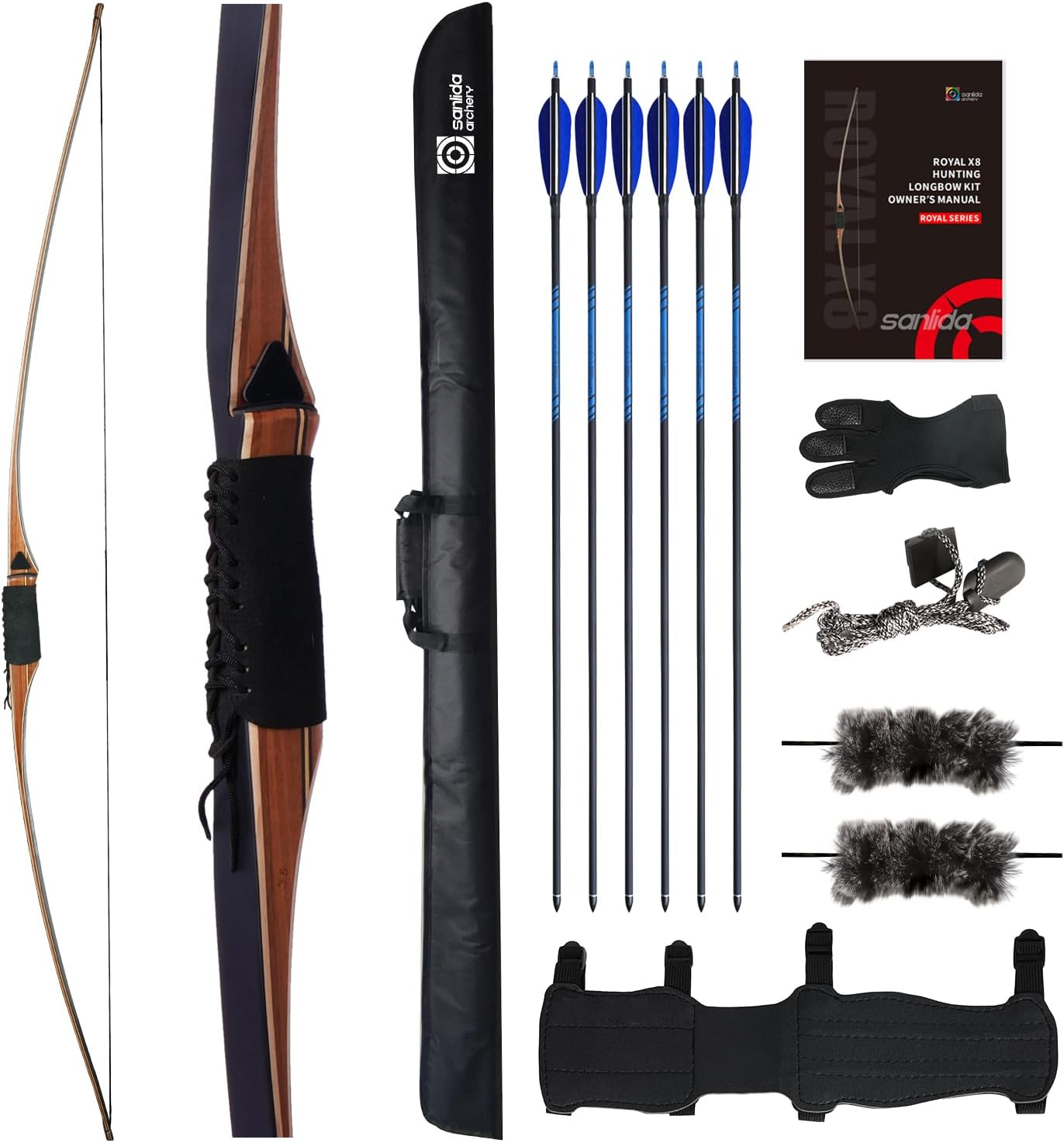 Sanlida Archery 68in Royal X8 Longbow Traditional Bow Kit