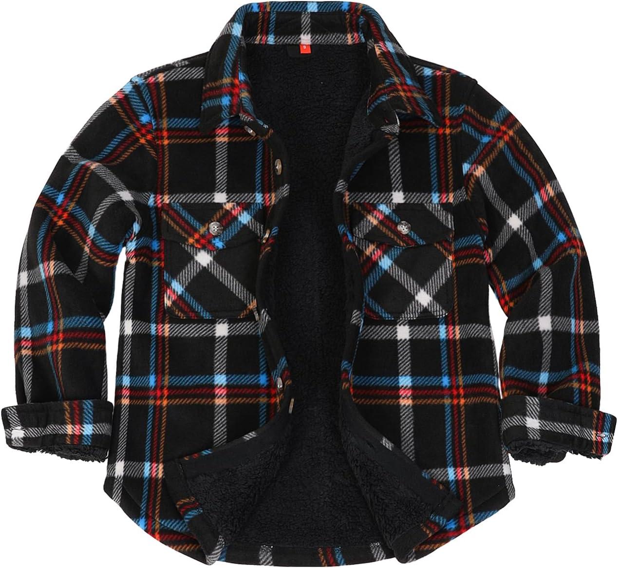 Boys Warm Sherpa Lined Buffalo Plaid Fleece Shirt Jacket