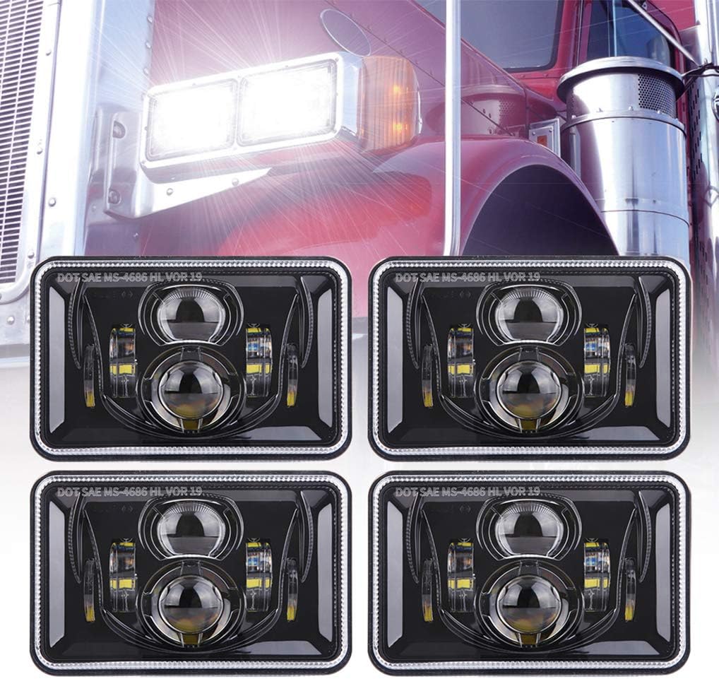 Z-OFFROAD 4pcs 60W 4x6 Inch LED Headlights for Trucks & Cars