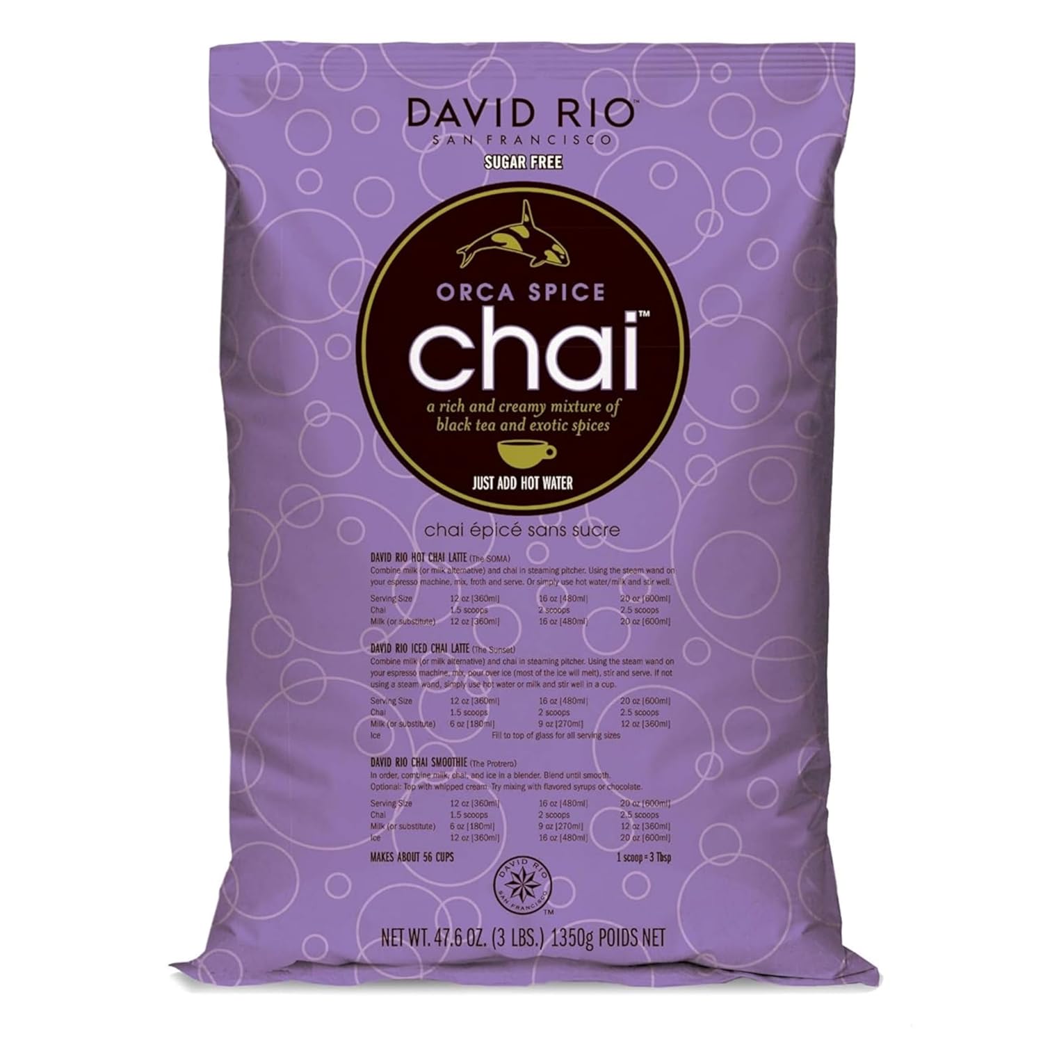 Orca Spice Reduced Calorie Chai Tea Latte Mix for Delicious Beverages