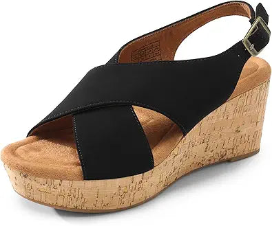 DREAM PAIRS Women's Comfortable Ankle Strap Wedge Sandals