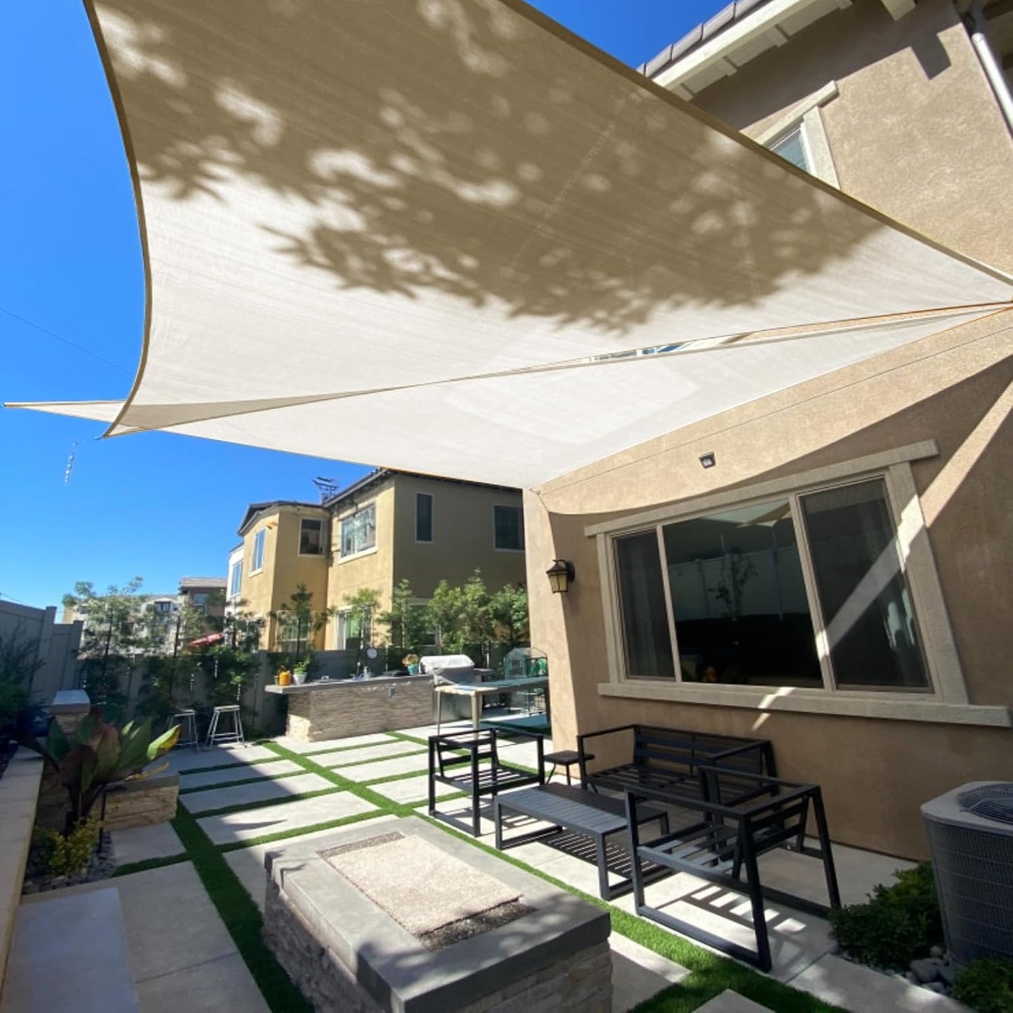 SUNLAX Sun Shade Sail 7ft x 13ft x 14.8ft Butter Cream Canopy