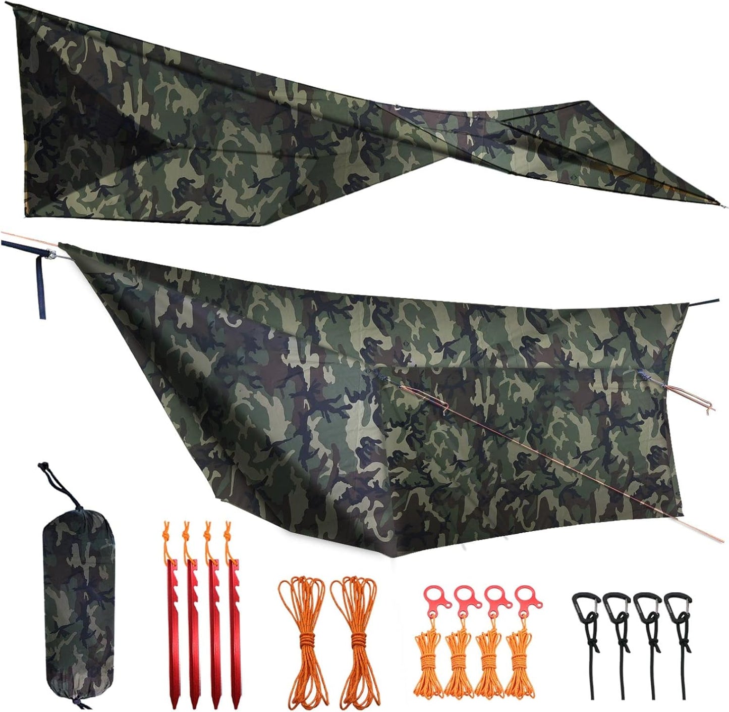 Lightweight Camo Tarp 12ft x 10ft Waterproof Rainfly for Camping