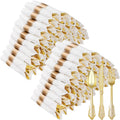 Gold Plastic Silverware Set with Napkins for 100 Guests - Heavyweight