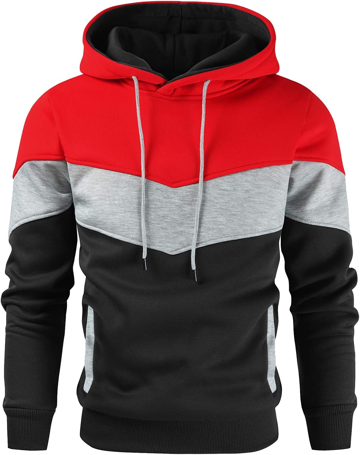 Gesean Color Block Hoodie: Cozy Fleece with Pocket