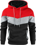 Men's Color Block Pullover Fleece Hoodie for Fall & Winter Comfort