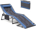 Devoko 4-Fold Padded Folding Outdoor Chaise Lounge - Portable Comfort