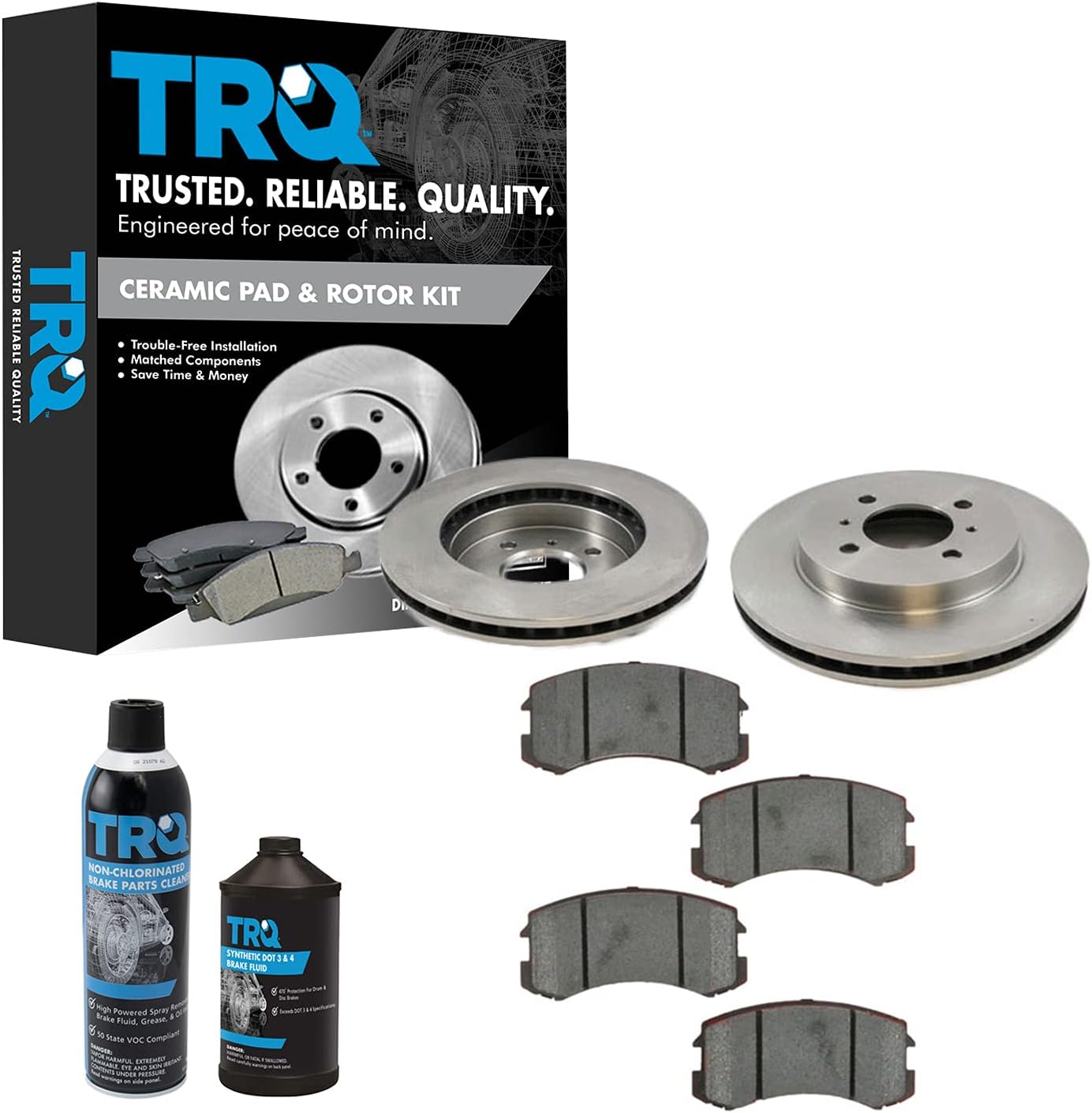 TRQ Front Brake Pad & Rotor Kit for 2003-2006 Mitsubishi Lancer