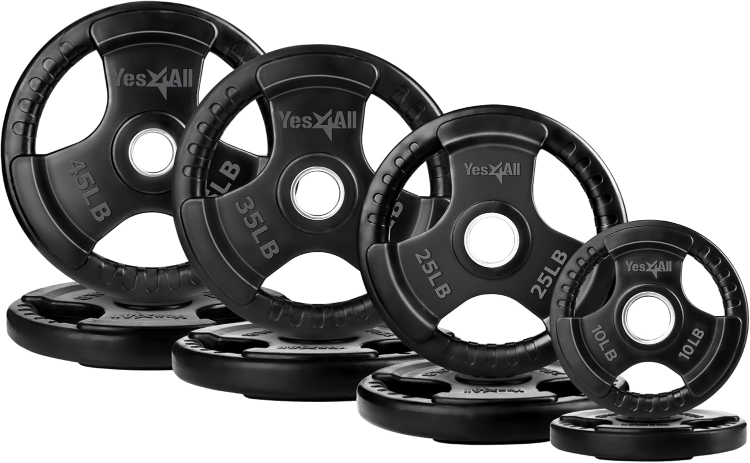 Yes4All Rubber Grip Plates for Weightlifting and Strength Training
