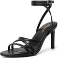 Strappy Stiletto Kitten Heels for Women - Black Open Toe Heels