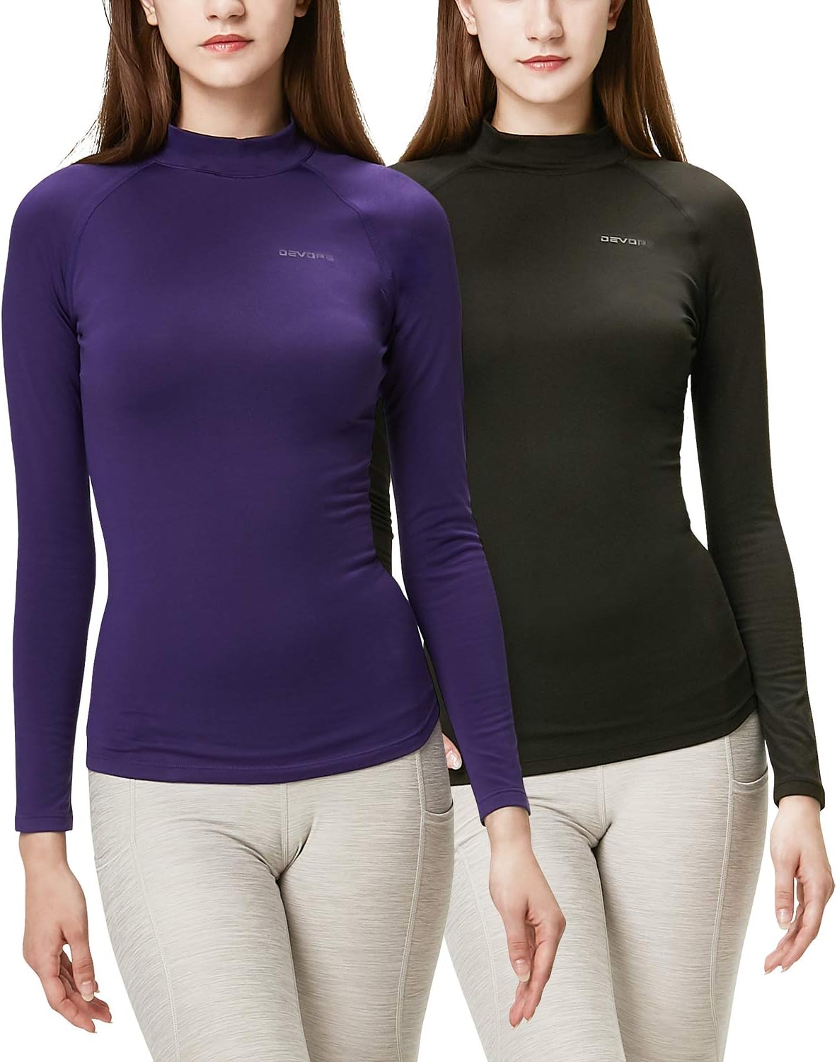DEVOPS Women's Thermal Turtle Long Sleeve Shirts for Comfort