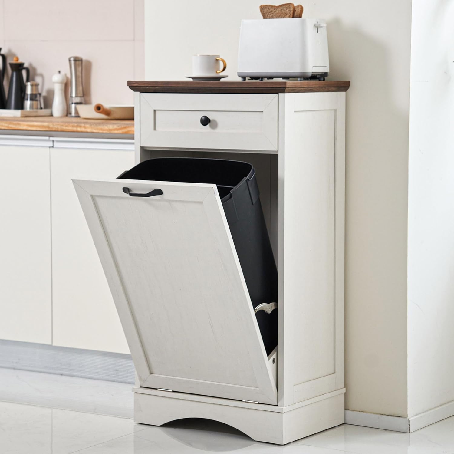 Tilt Out Trash Cabinet for Kitchen and Living Room Storage