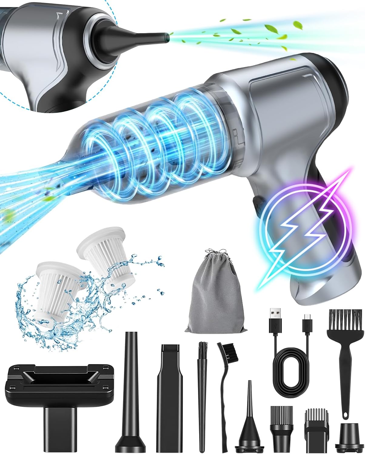 High Power 4-in-1 Car Vacuum - Strong Suction, Wireless, Portable
