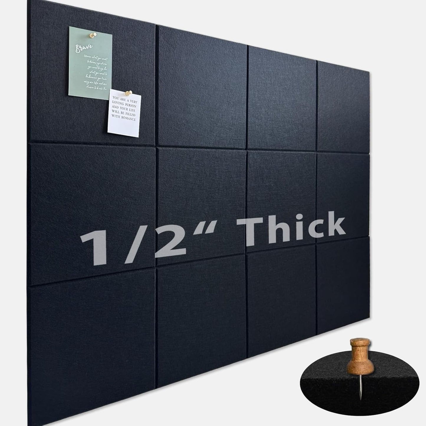 Large Cork Board for Office Wall Decor - 12 Pack Felt Tiles