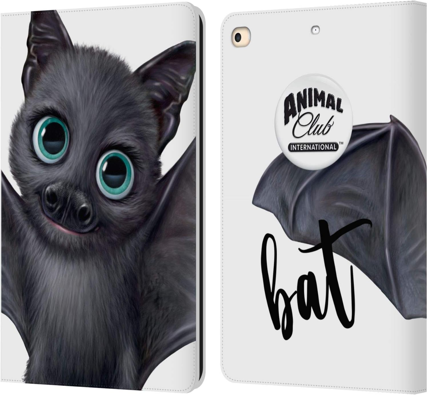 Animal Club International Bat Faces Leather Wallet Case for iPad