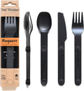 Magware Black Magnetic Camping Cutlery Set - Compact 3-Piece Travel