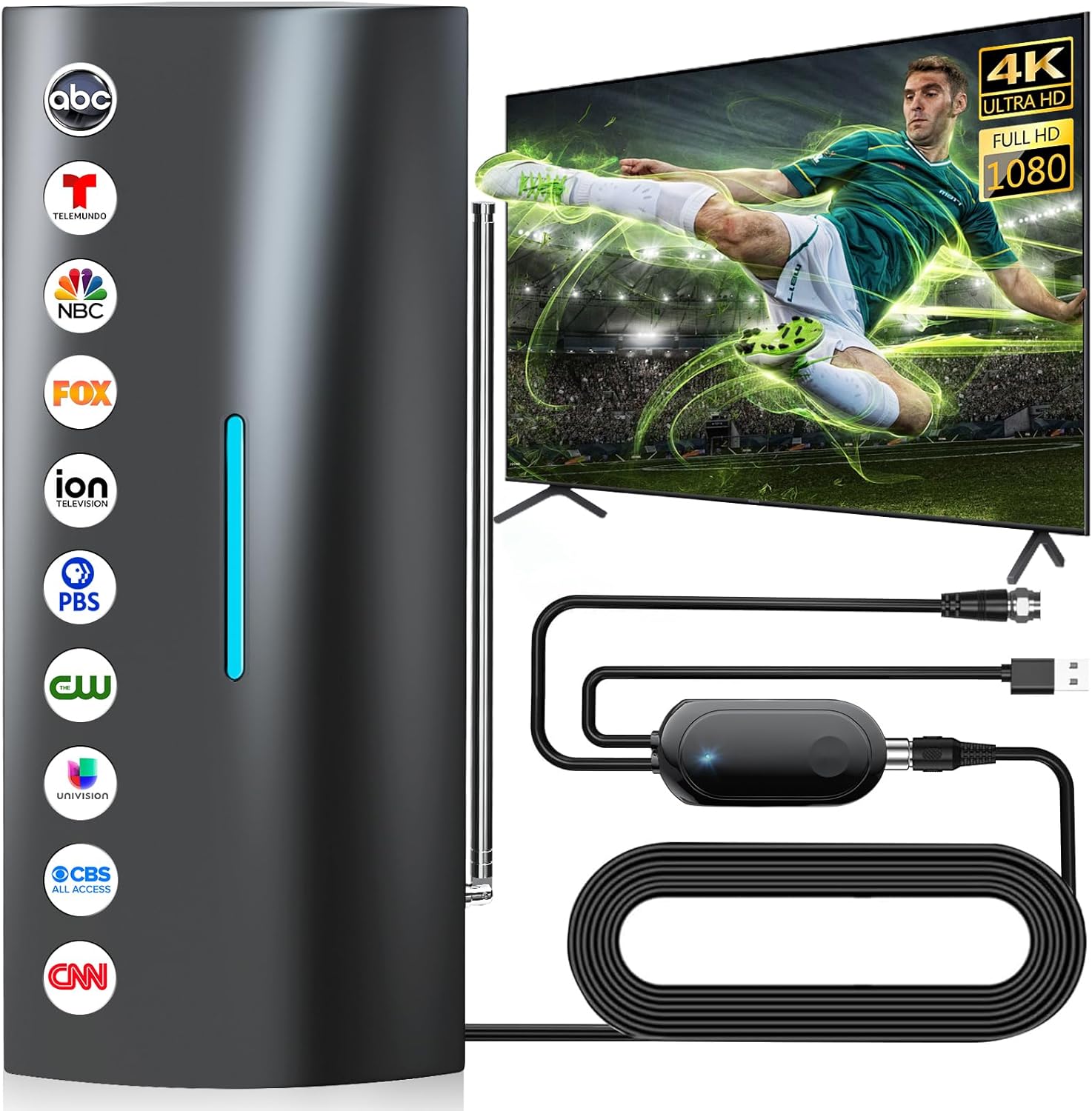 Ultimate Range HDTV Antenna - 360 Reception, 8K, 4K Support