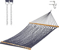 13 ft Double Hand Woven Navy Polyester Rope Hammock - Comfortable