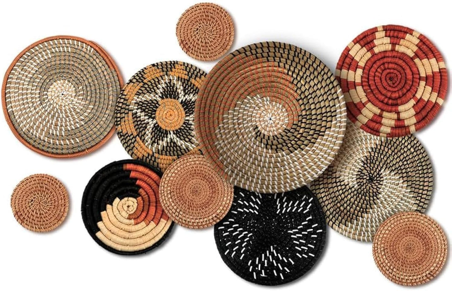 Boho Wall Basket Decor Set - 11 Pcs Woven Baskets for Home