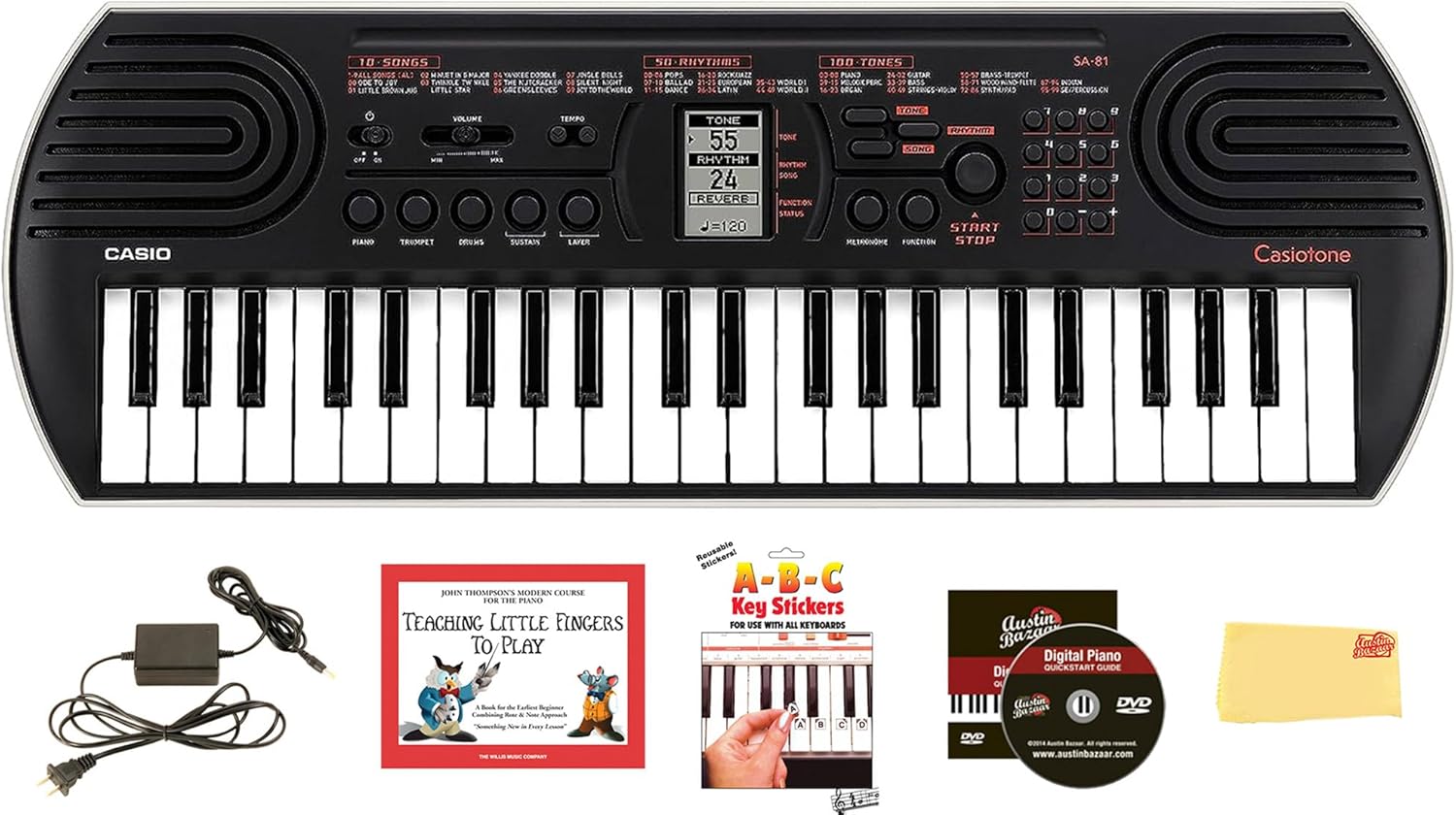 Casio SA-81 Mini Keyboard Bundle with Power Supply and More
