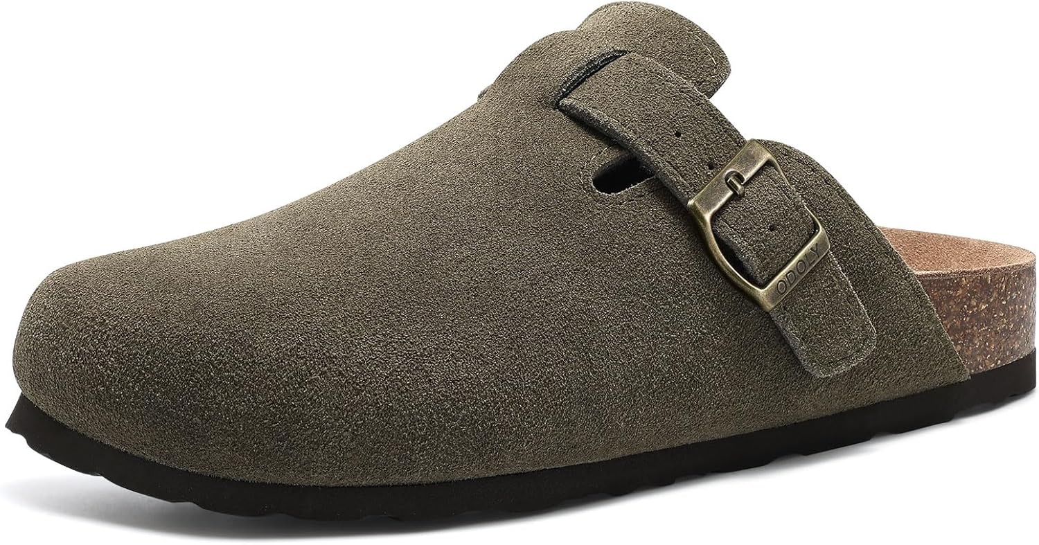 Genuine Suede Clogs for Women Men with Soft Cork Footbed