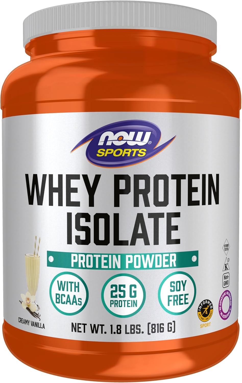 NOW Foods Whey Protein Isolate with BCAAs, Creamy Vanilla