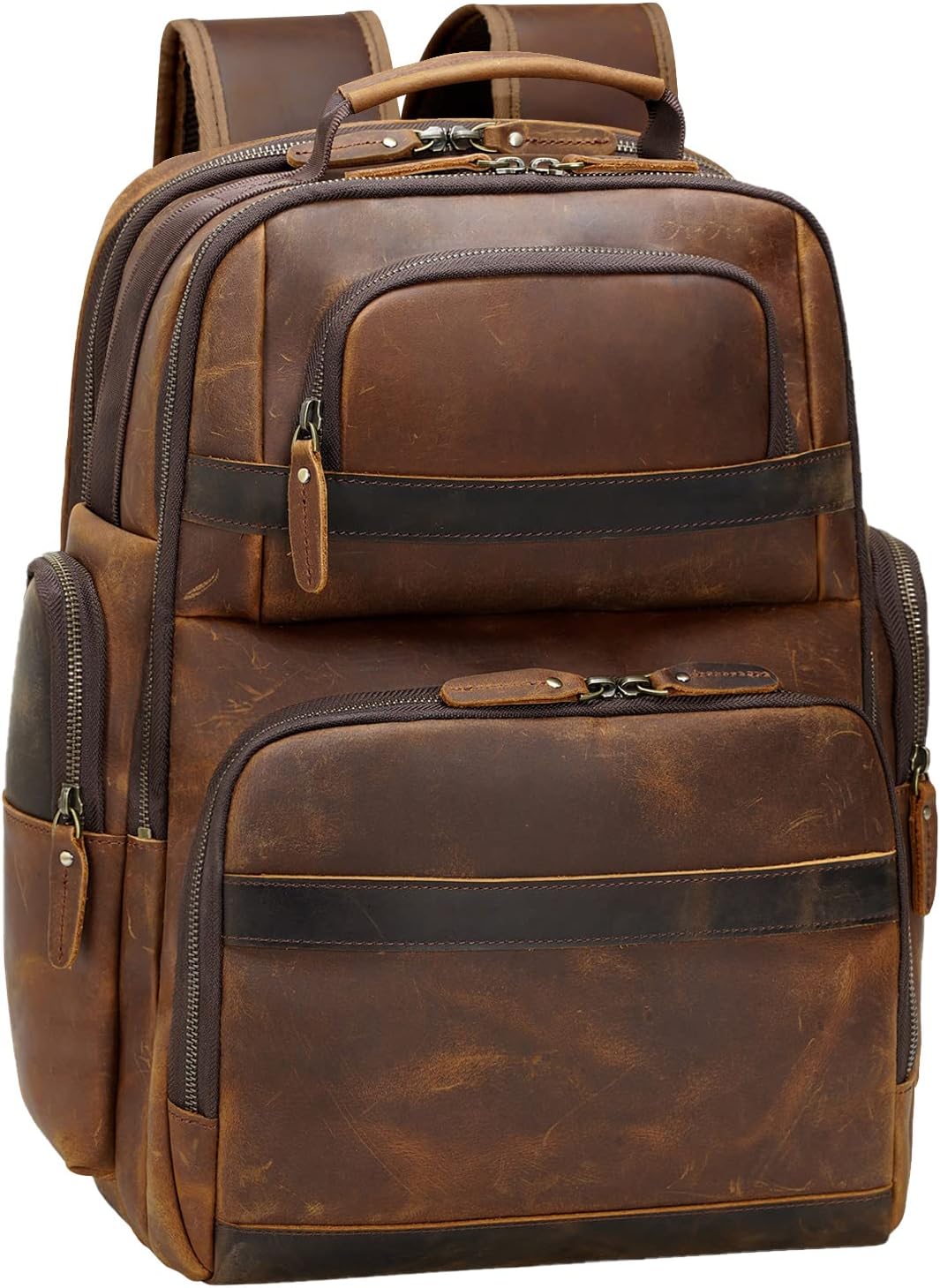 TIDING Men's Vintage Leather Backpack for Business Travel