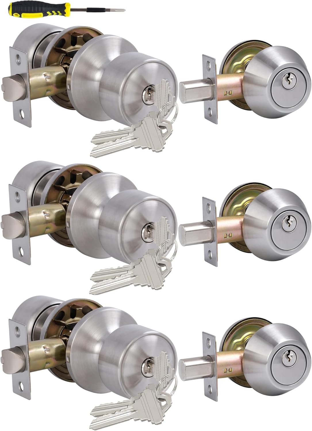 Keyed Alike Entry Door Knobs and Deadbolt Lock Set for Security