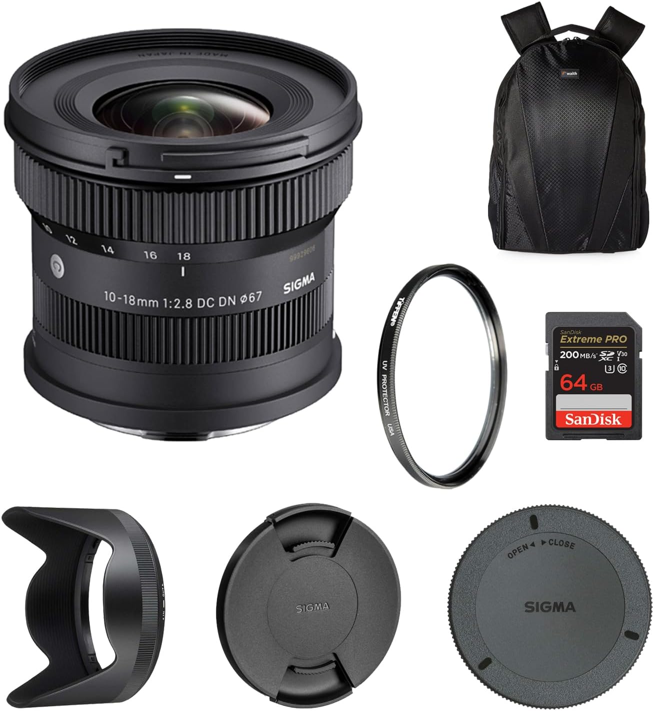Sigma 10-18mm F2.8 DC DN Lens Bundle with Filter and Backpack